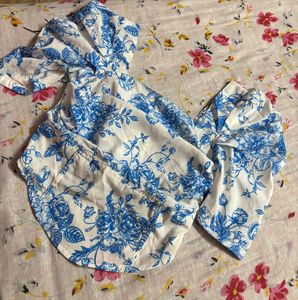 Corset Style Puff Sleeve Floral Top