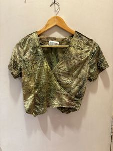 Vintage Green Velvet Wrap Top