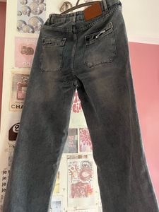 wide leg high-rise heavy fade denim jeans
