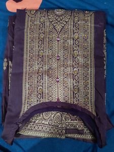Elegant Purple &amp; Gold Printed Dress