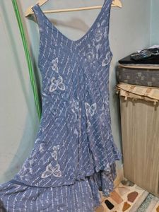 Butterfly Print Ruffle Hem Dress