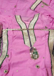 gota work pink georgette suit