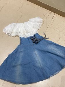 Cute Denim & White Dress
