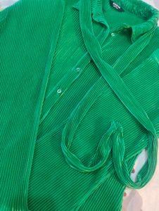 Emerald Green Pleated Dress