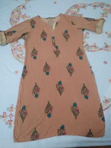 Striped Floral Print Kurti