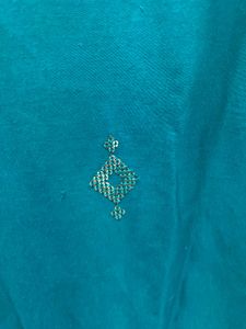 Teal Embroidered Kurta Set Handstiched
