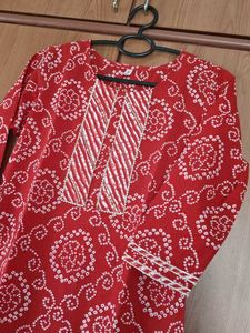 Bandhani Print &#34;Yufta&#34; Cotton Kurta Set