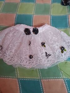 Black Top With White Net Skirt