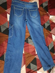 Cargo Wide Leg Denim Jeans