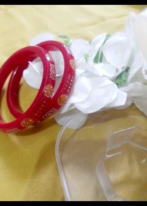 Red &amp; Gold Bangles (Set of 2)
