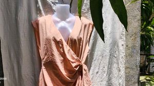 I. Peach Wrap Dress