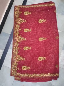 Red Embroidered Sari Blouse