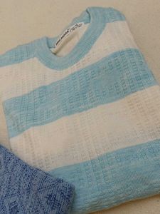 Unisex Blue Patterned Knit Tops- set of two