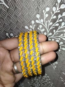 Yellow & Silver Bangle Set