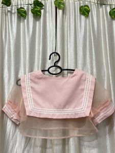 Sailor Collar Sheer Crop Top