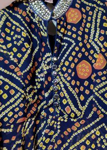 Eid Sale ❤Navy Blue High Low Kurta Plazzo