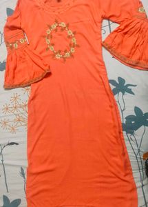 Floral Embroidered Orange 🧡 Kurta