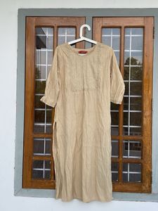 Elegant Light Beige Cotton  Kurti