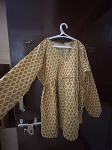 Jaipuri Yellow Full Sleeved Short Kurti