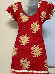 Pintrest Designer Embroidered Red Kurta