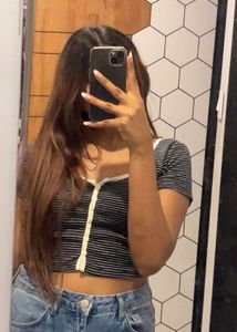 Veranda striped Ribbed Crop Top