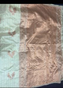 Elegant Silk white and gold saree