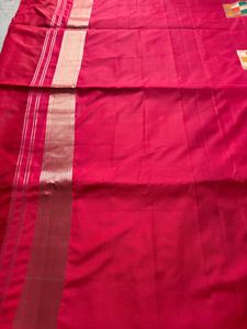 Brand New Pink Silk Saree &amp; attached designer b