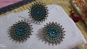 Oxidised Silver Earing And Ring Set