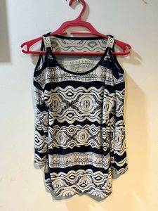 Blue Shoulder Cutout Top