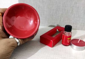Red Ceramic Oil Burner Set, Like New ✨
