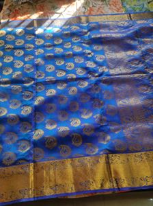 Blue &amp; Gold Silk Saree