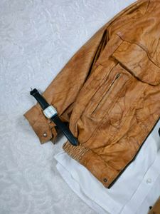 brown leather jacket pure
