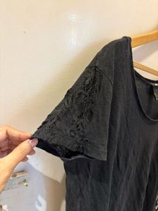 H&amp;M Black Lace Trim Top