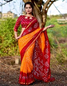 Soft Chiffon Bandhej Saree