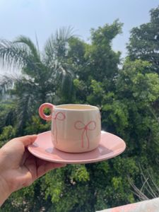 Pink Bow Mug & Saucer Set
