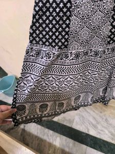 Black and white cotton anarkali kurti