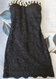Women Tube Paded Black Frock