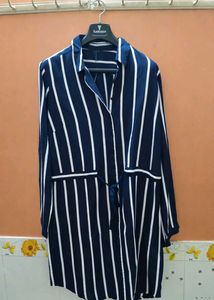 L.O.V Striped Shirt Dress with Tie