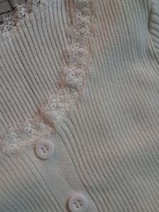 White Knit Button-Up Top