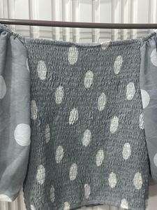Polka Dot Puff Sleeve Top