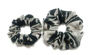 2 Scrunchies, Large And Medium Black White