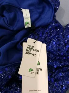 Sparkly Blue One-Shoulder Mini Dress