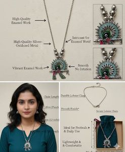 Silver Flute Pendant Oxidized Necklace