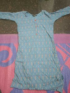 Blue Geometric Print Kurti