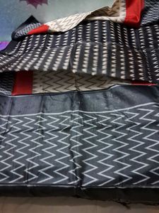Brand New Black and White Ikat Saree