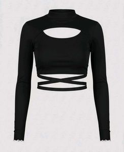 Black Cutout Long Sleeve Top