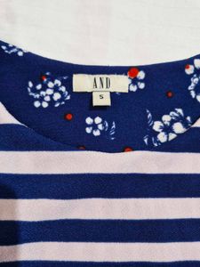 Striped &amp; Floral Sleeveless Dress