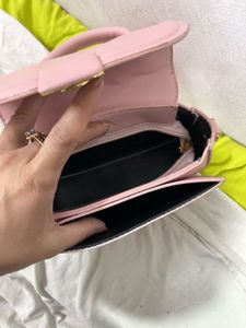 Korean Pink Top Handle Bag with Strap