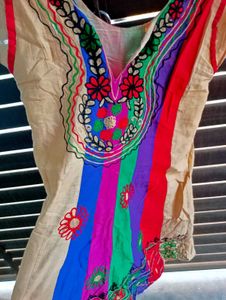 Multi Color Short Kurta Flock Style