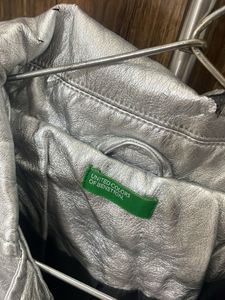 Silver Metallic Biker Jacket